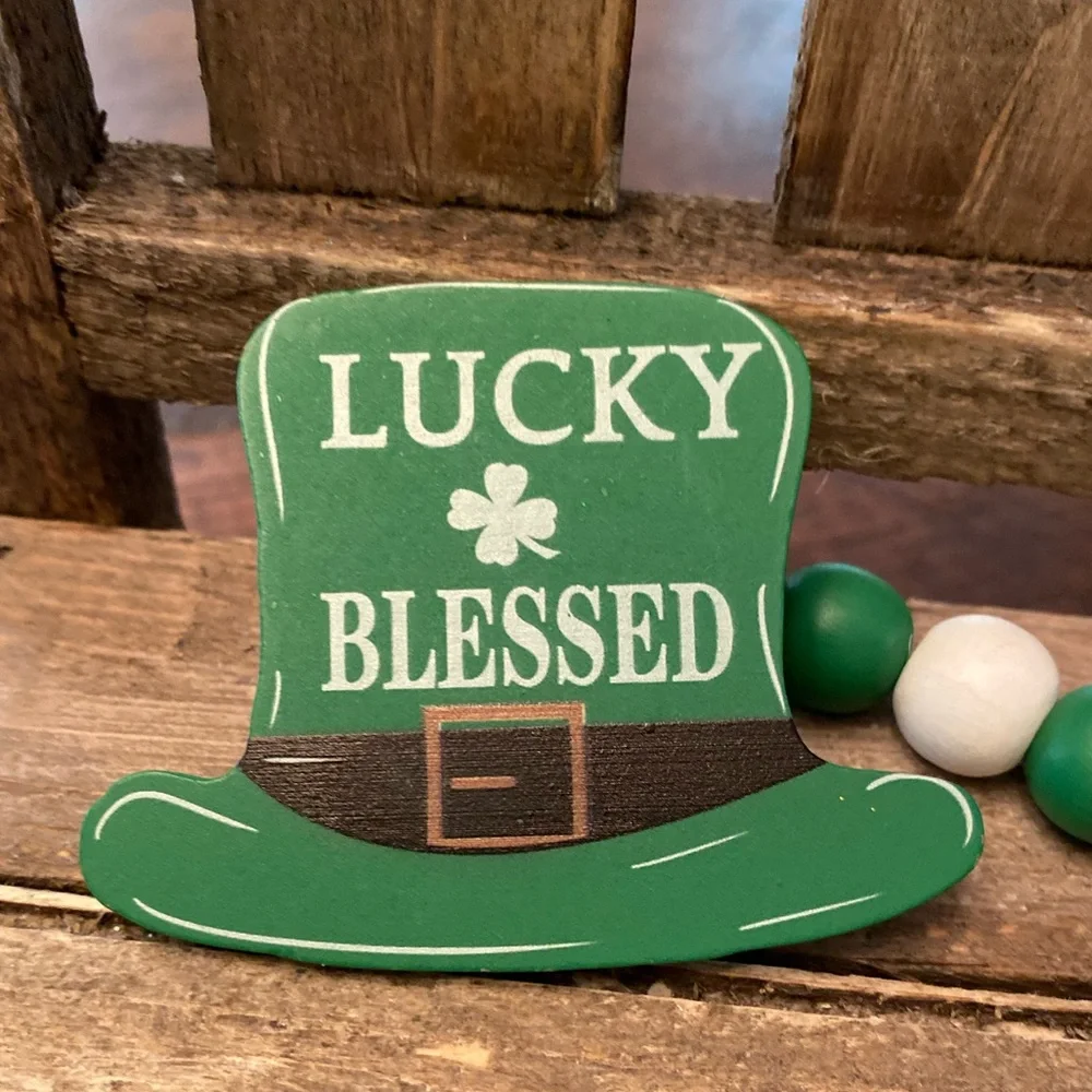 St. Patricks Day Beaded Garland Set Of 3, Lucky & Blessed, Horseshoe Garland